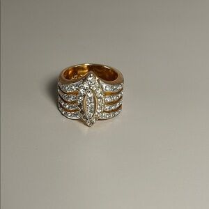 Costume Jewelry Rose Gold-Tone Crystal Marquise Statement Ring